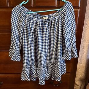 Blue Gingham Women's Top